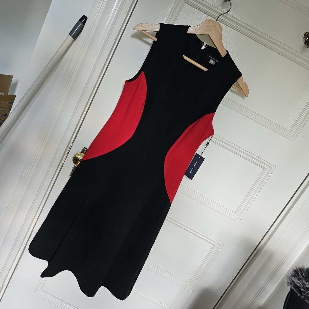 Tommy Hilfiger fit and flare red black dress